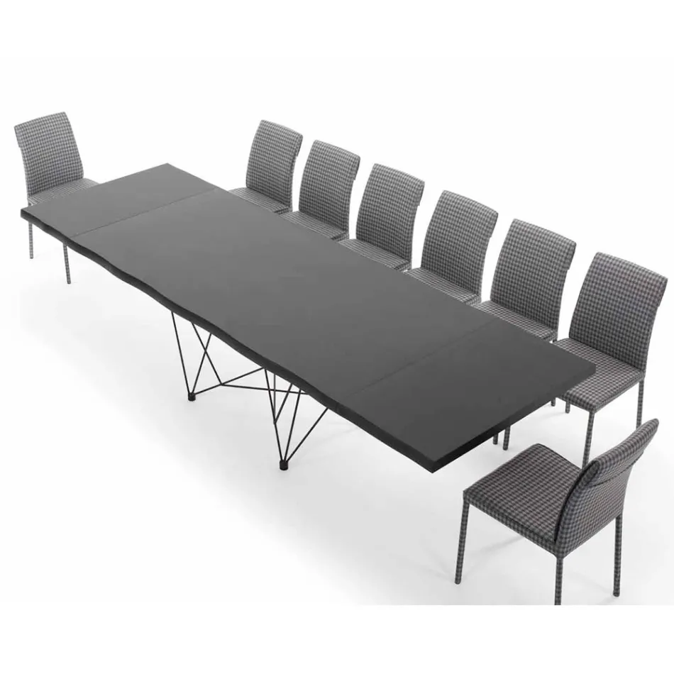 Extendable Table up to 300 cm in Venereed Wood Made in Italy – Ezzellino Viadurini