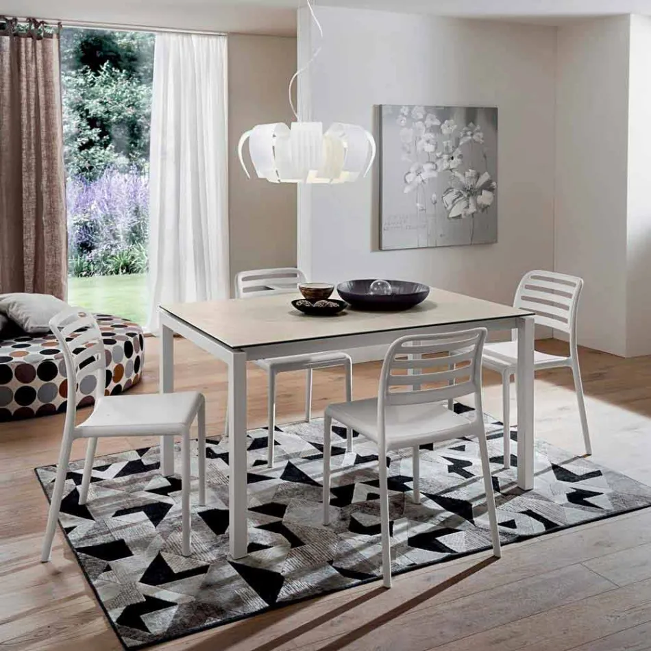 Extendable Table Up to 238 cm in Laminam and Metal Made in Italy - Remigio Viadurini