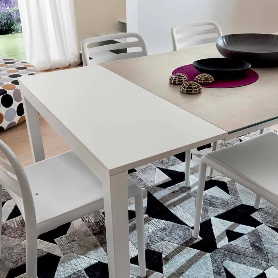 Extendable Table Up to 238 cm in Laminam and Metal Made in Italy - Remigio Viadurini