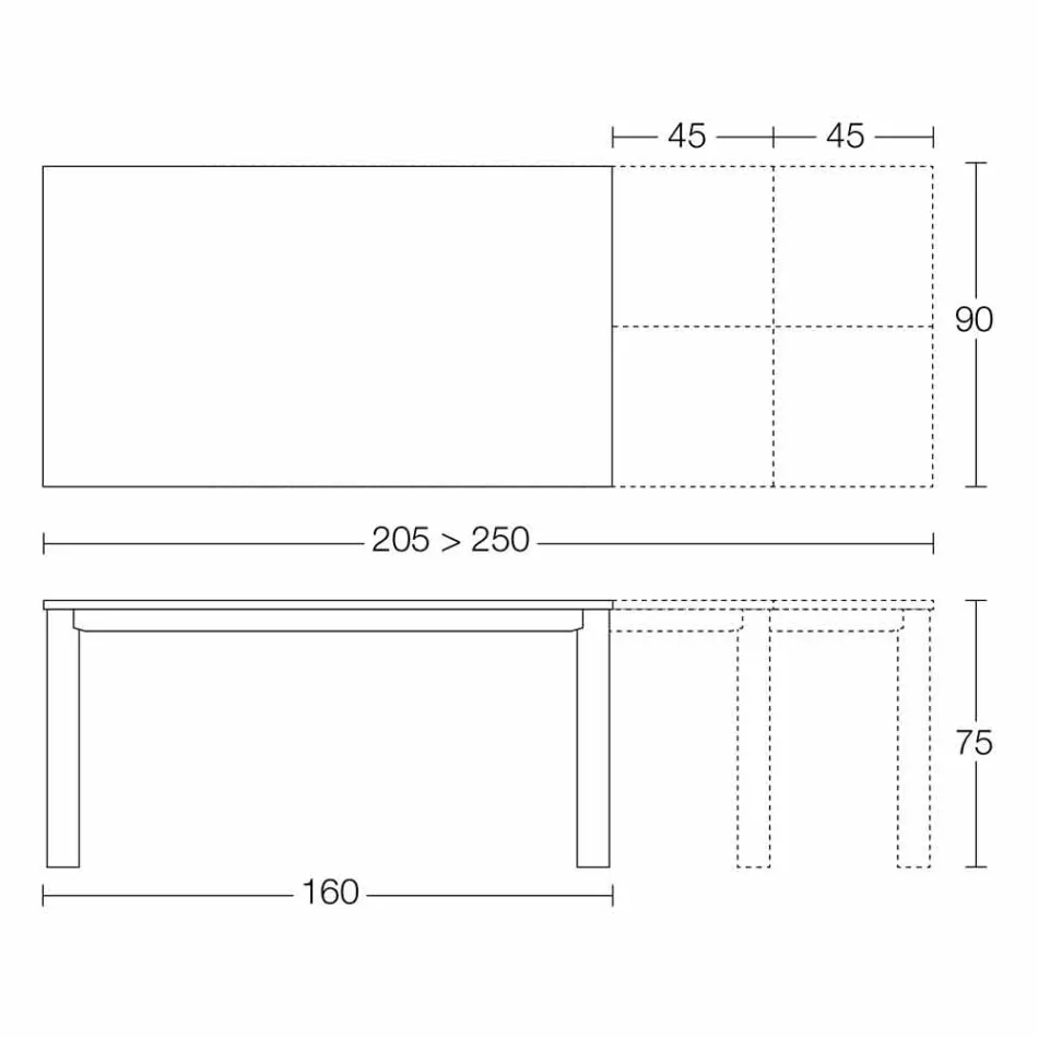 Extendable Table Up to 250 cm with Glass Top Made in Italy - Pitagora Viadurini