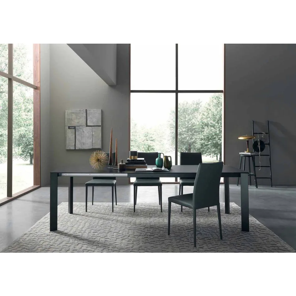Extendable Table Up to 250 cm with Glass Top Made in Italy - Pitagora Viadurini