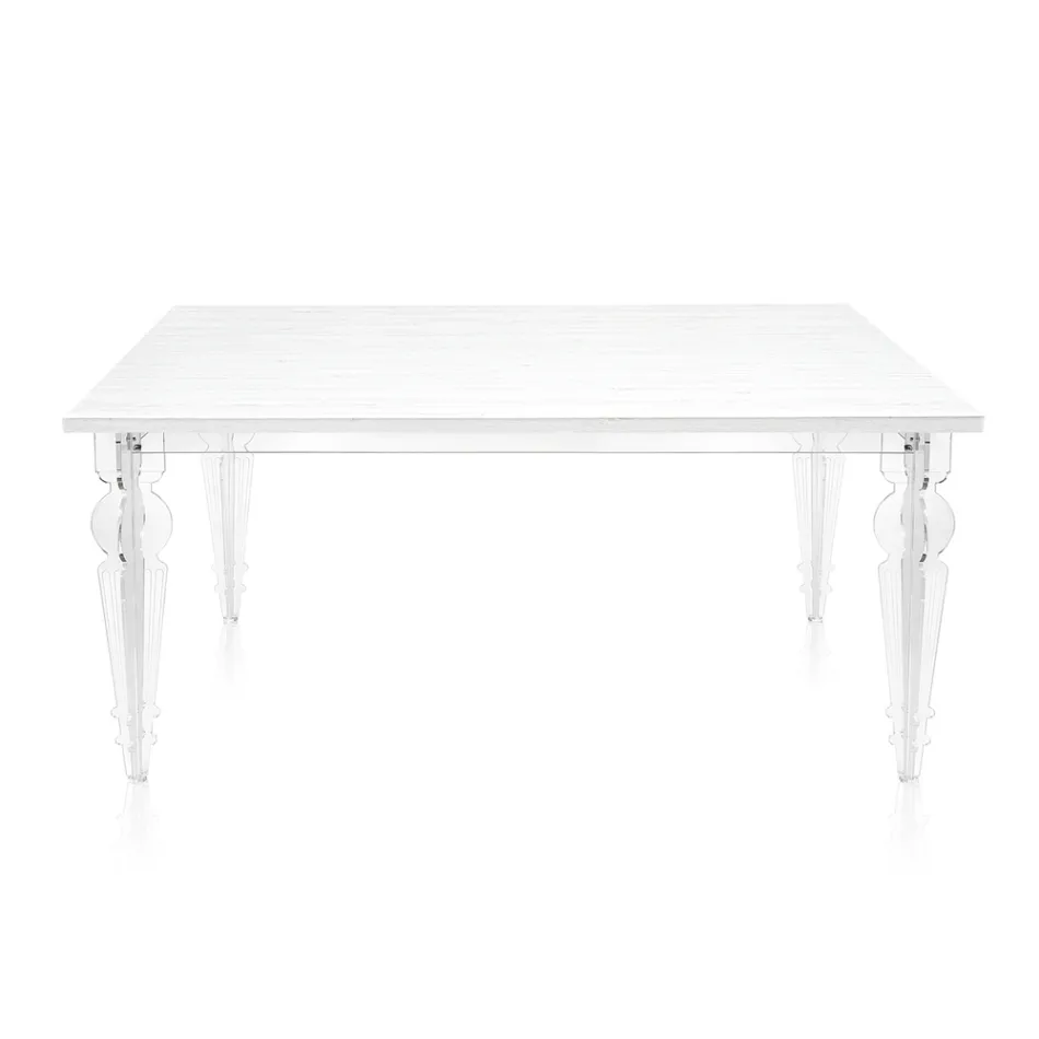 Extendable Table Up to 255 cm in Wood and Plexiglass Made in Italy - Elide Viadurini