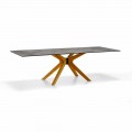 Extendable Table Up to 260 cm in Stoneware and Wood, Luxury Made in Italy - Malita
