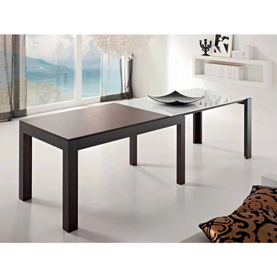 Extendable table up to 270cm in glass and ash wood Made in Italy - Homer Viadurini