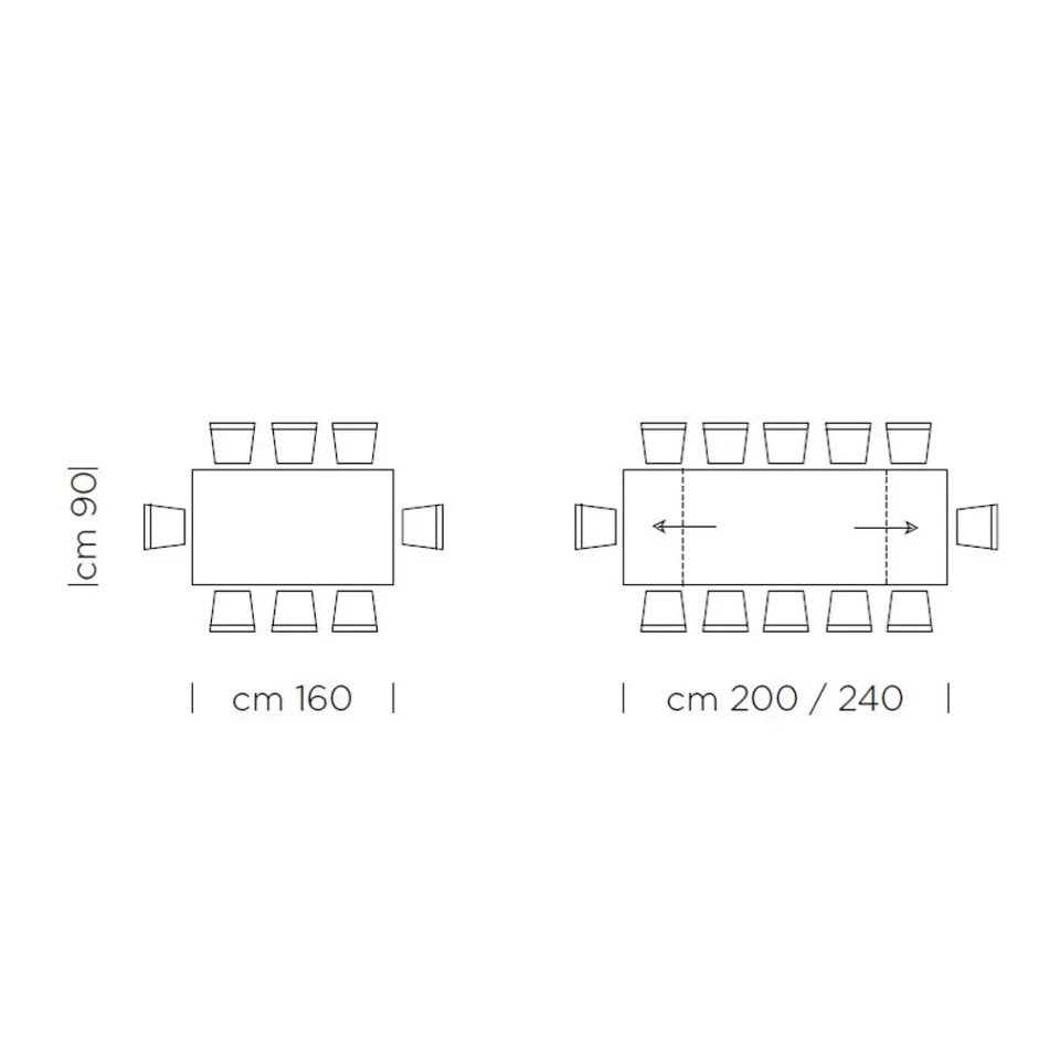 Extendable Table Up to 300 cm with Veneered Top Made in Italy - Grotta Viadurini