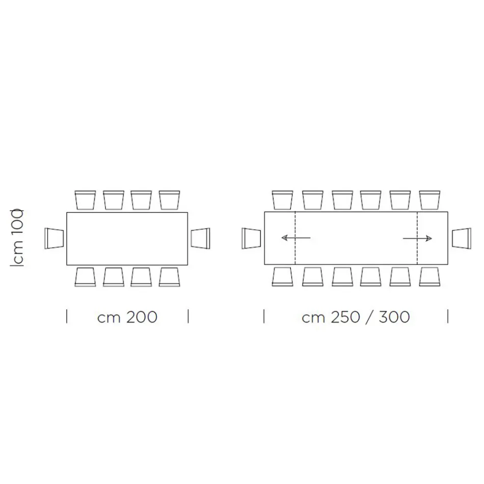 Extendable Table Up to 300 cm with Veneered Top Made in Italy - Grotta Viadurini