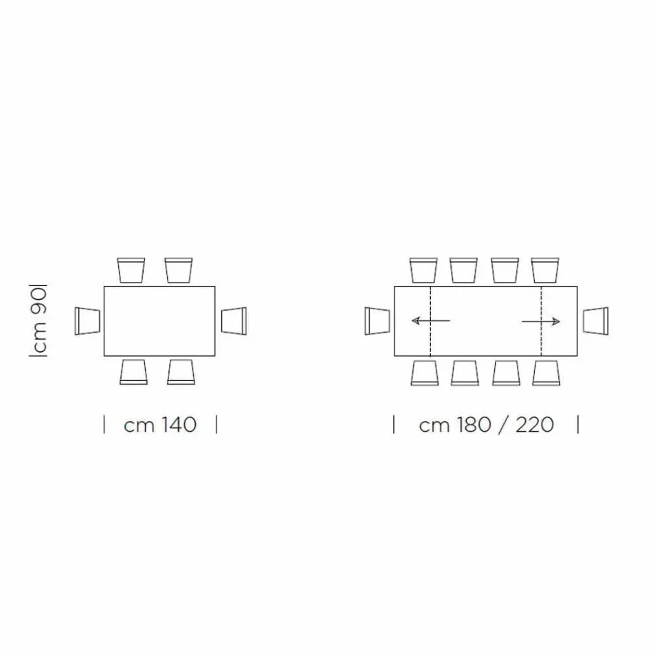 Extendable Table Up to 300 cm in Fenix and Steel Made in Italy - Settimmio Viadurini