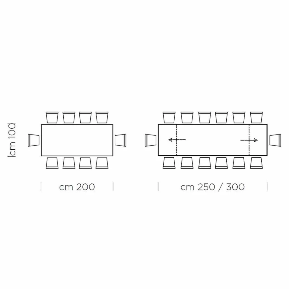 Extendable Table Up to 300 cm in Fenix and Steel Made in Italy - Settimmio Viadurini