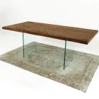 Extendable Table up to 300 cm in Veneered Wood and Glass - Tear Viadurini