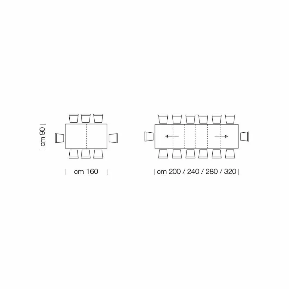 Extensible Table Up to 470 cm in Wood Veneer Made in Italy - Gordito Viadurini