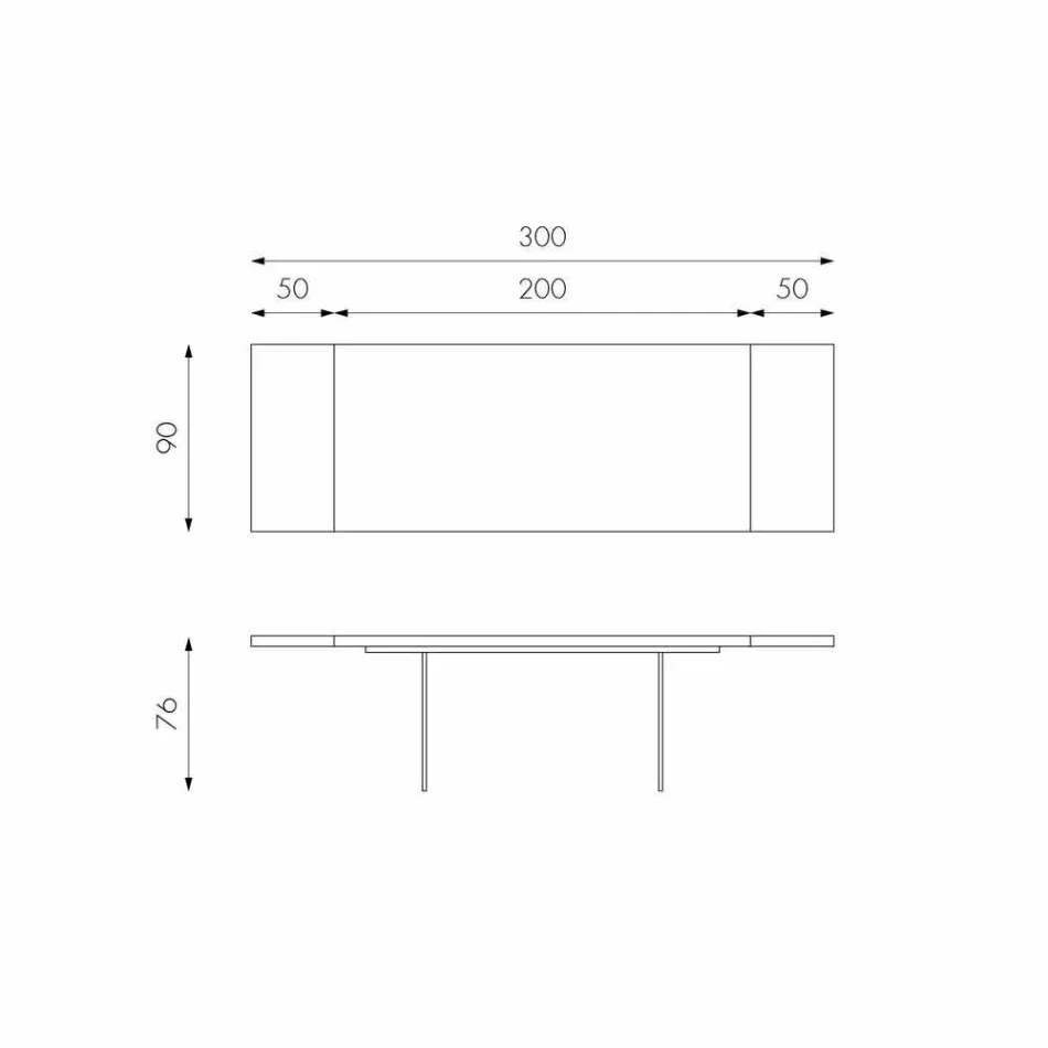 Extendable table in oak veneer with Nico glass legs Viadurini