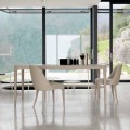 Extendable table in natural gray walnut modern design Matis