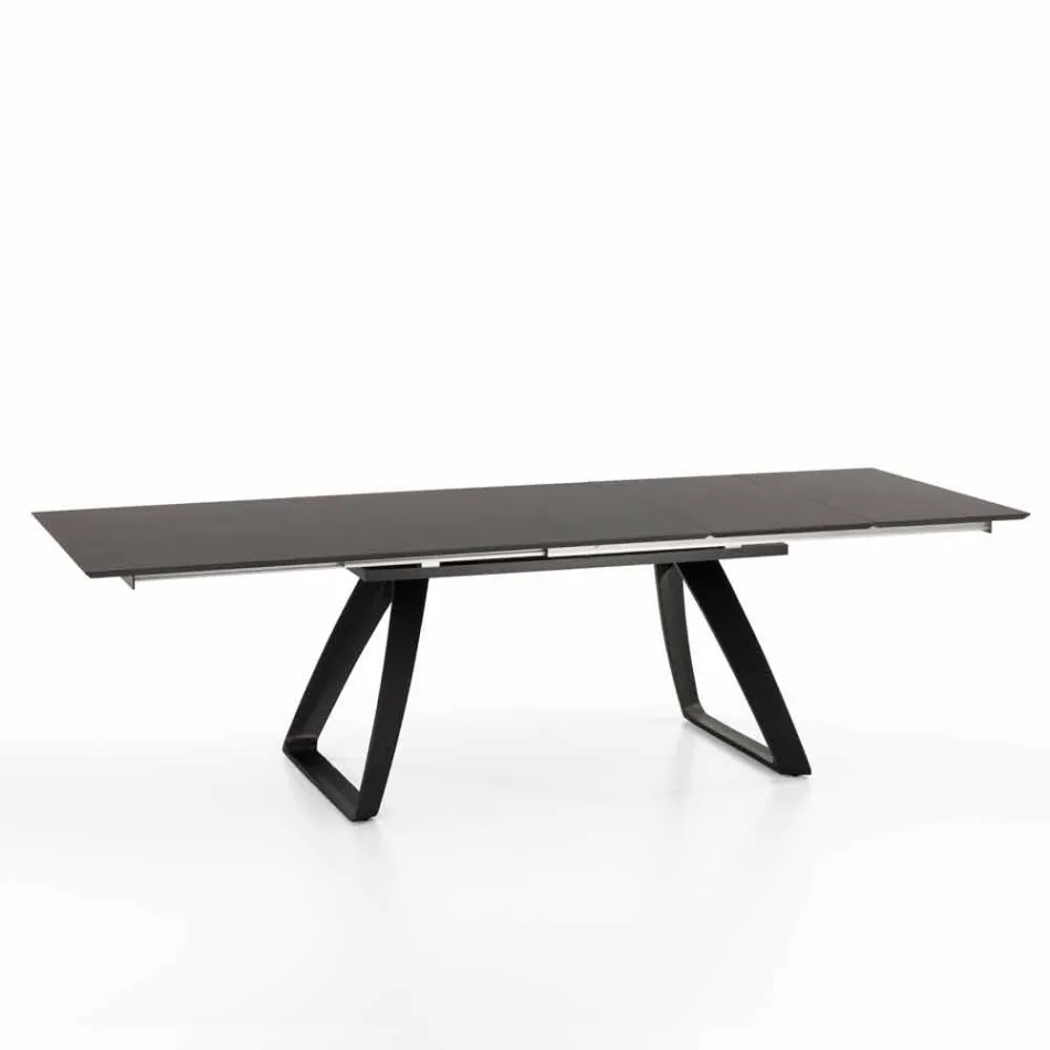 Modern extendable table with metal legs, Villongo Viadurini