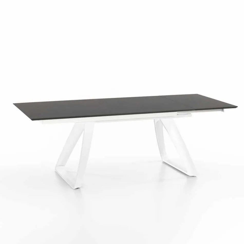 Modern extendable table with metal legs, Villongo Viadurini