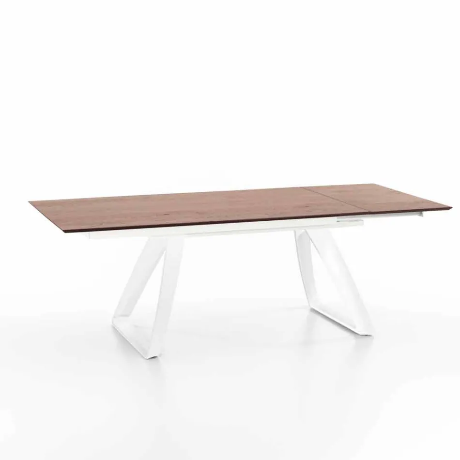 Modern extendable table with metal legs, Villongo Viadurini