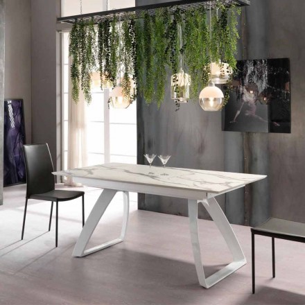 Modern extendable table with metal legs, Villongo Viadurini