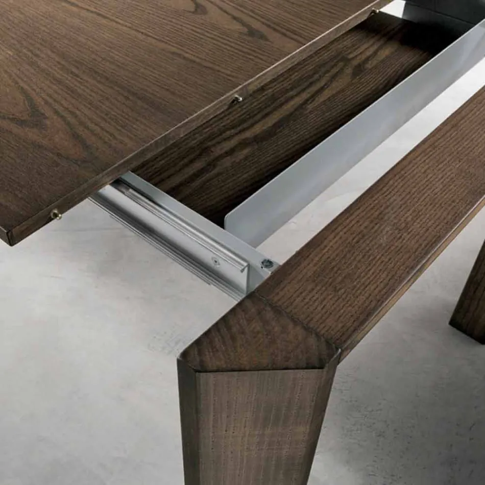 Modern extendable table with trapeze legs in Parre ash wood Viadurini