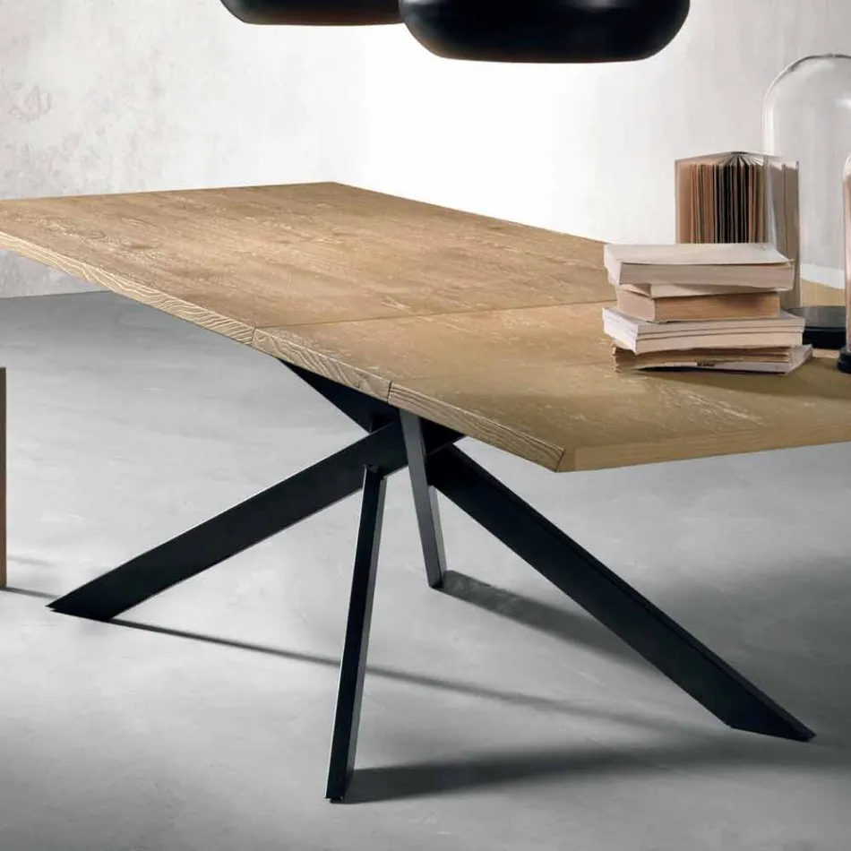 Modern Extendable Table in Oak Wood Made in Italy - Oncino Viadurini
