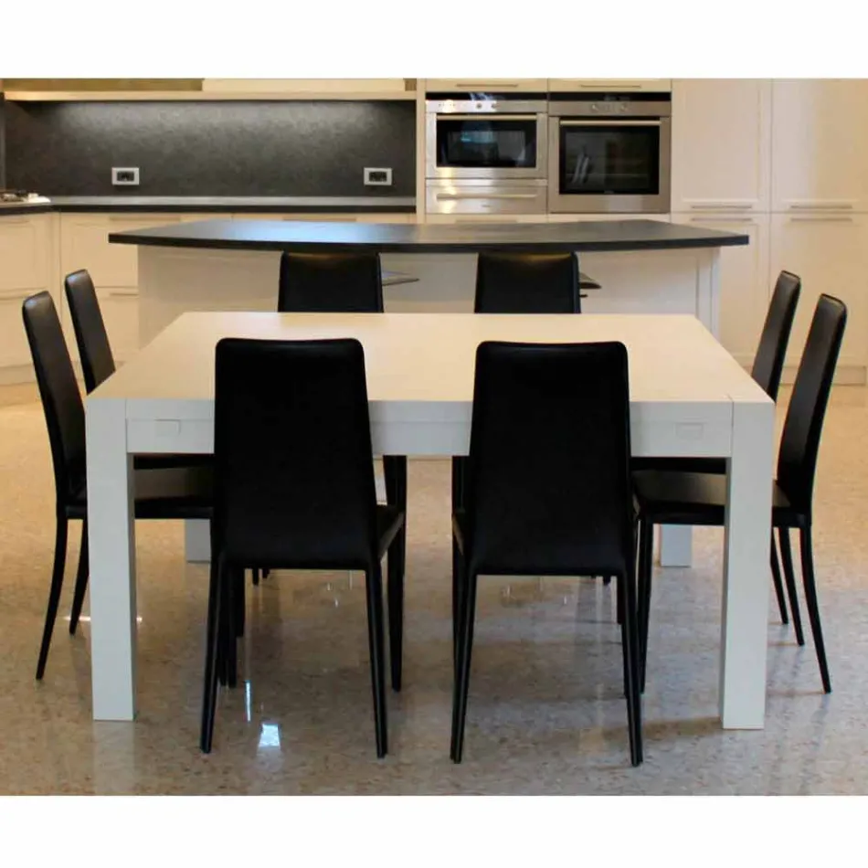 Modern extending table in solid oak wood, 160x160cm, Jacob Viadurini