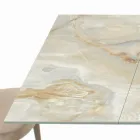 Table with Integrated Extensions and Mink Steel Base Made in Italy - Dalmatian Viadurini