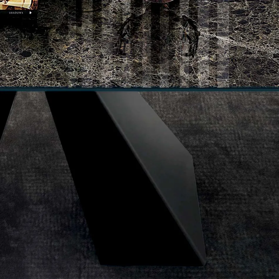 Table with Integrated Extensions in Ceramic and Steel Made in Italy - Dalmata Viadurini