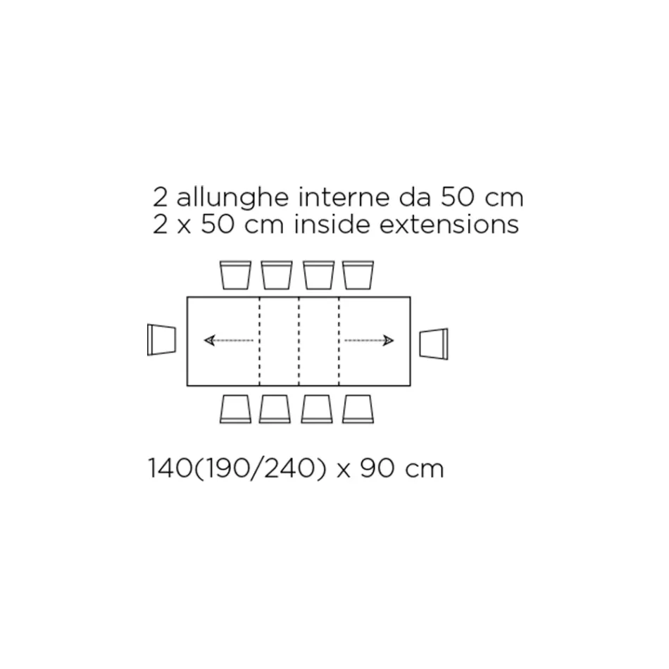 Table with Internal Extensions and Folding Edge in Laminate Made in Italy - Gordito Viadurini
