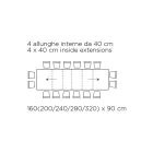 Table with Internal Extensions and Folding Edge in Laminate Made in Italy - Gordito Viadurini