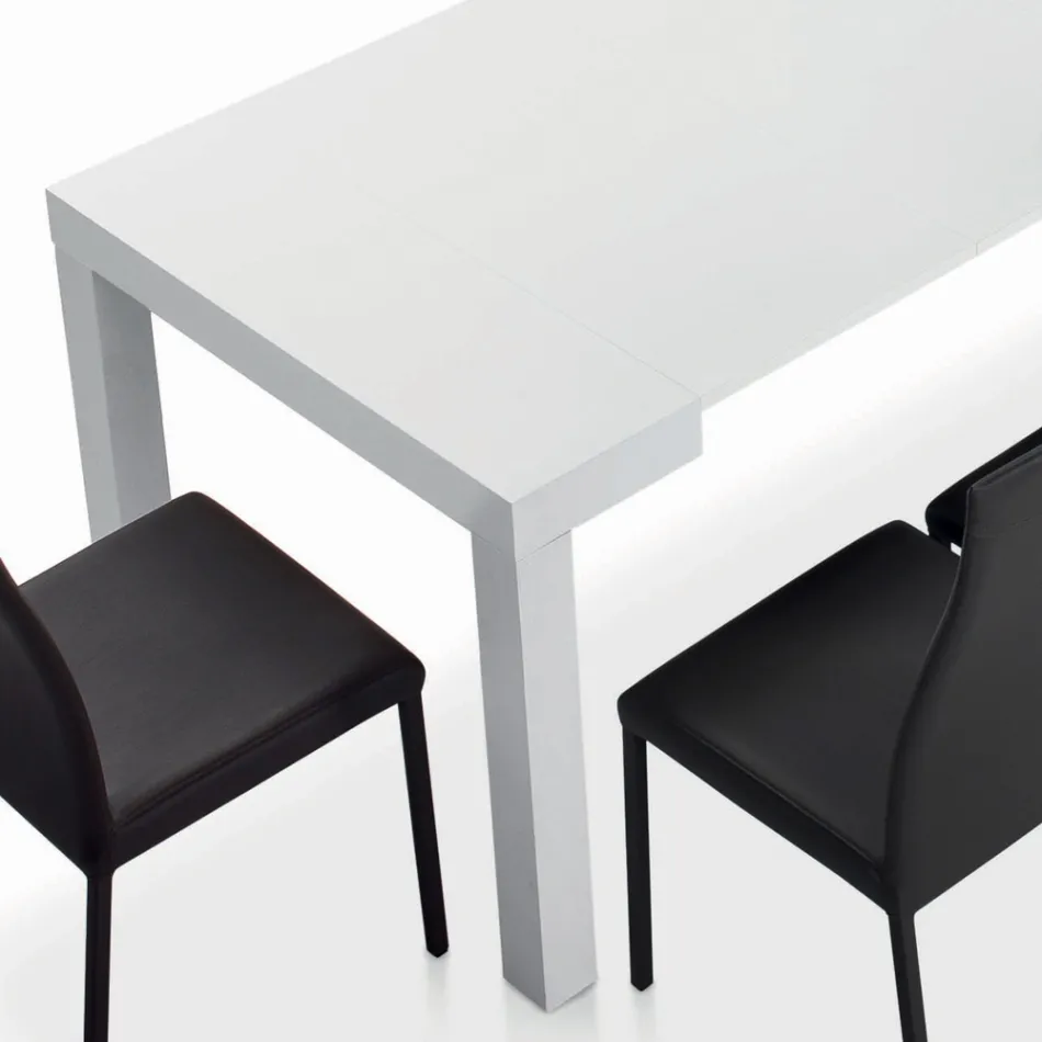 Table with Internal Extensions and Folding Edge in Laminate Made in Italy - Gordito Viadurini
