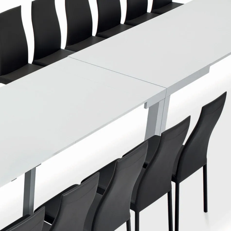 Table with Internal Extensions and Folding Edge in Laminate Made in Italy - Gordito Viadurini