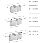 Table with shaped glass top and fused glass and metal base - Foglietto Viadurini