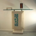 Modern console table with crystal top and natural stone base Soter