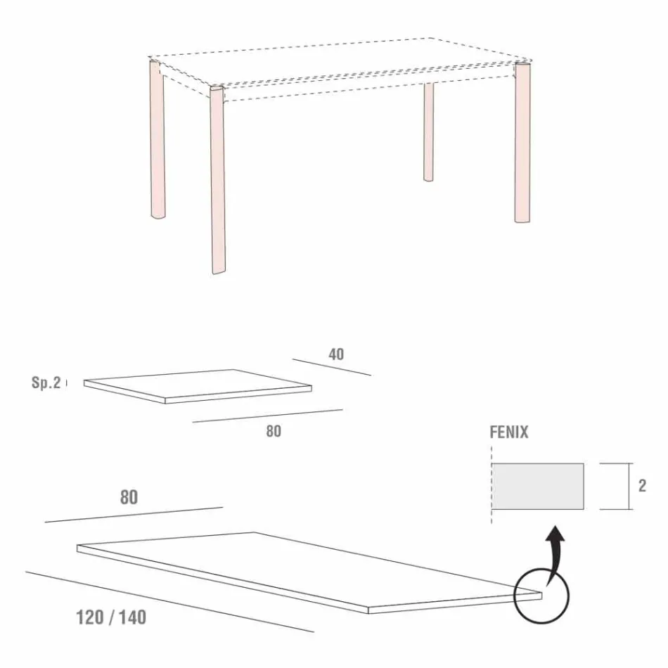 Extendable Kitchen Table Up to 240 cm in Fenix Made in Italy - Maltese Viadurini