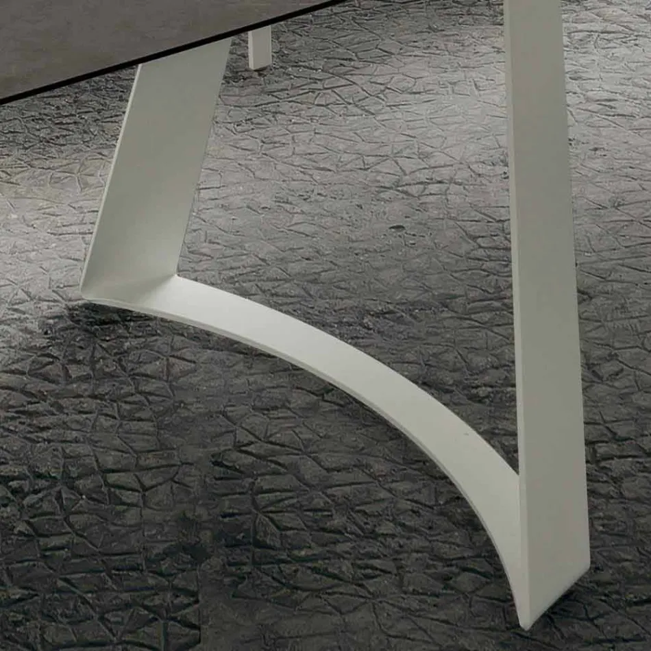 Extendable Kitchen Table Up to 280 cm Marble Effect Made in Italy - Pinocchio Viadurini