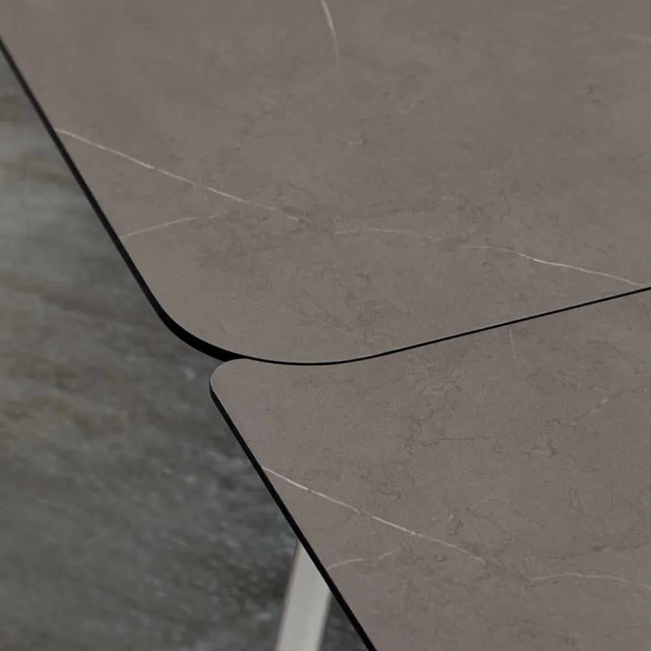 Extendable Kitchen Table Up to 280 cm Marble Effect Made in Italy - Pinocchio Viadurini