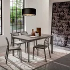 Kitchen Table with Melamine Top and Metal Base Made in Italy - Spilla Viadurini