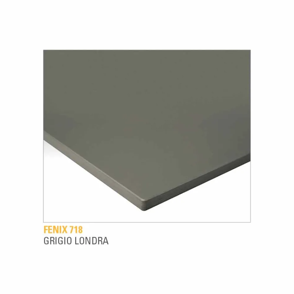 Kitchen Table in Laminated Fenix and Black Aluminum Made in Italy - Lingotto Viadurini