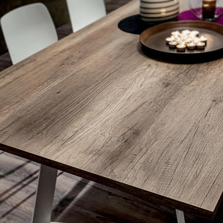 Kitchen Table in HPL with Fine Made in Italy Metal Base - Pinocchio Viadurini