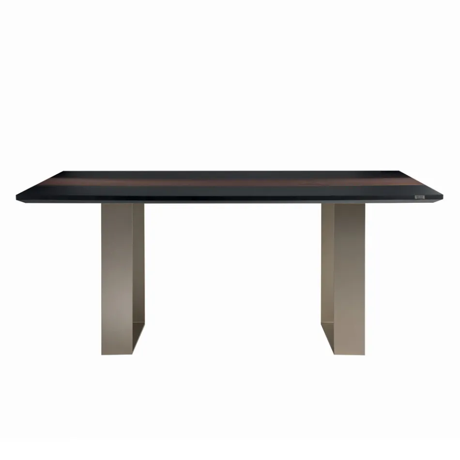 Mdf Kitchen Table with Solid Wood Insert Made in Italy - Tusco Viadurini