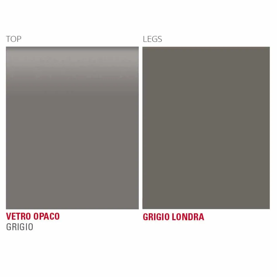 Kitchen Table in Matt Glass with Metal Structure Made in Italy - Brooch Viadurini