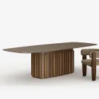 300 cm Glass Table with Metal Base, Made in Italy Design - Lunaria Viadurini