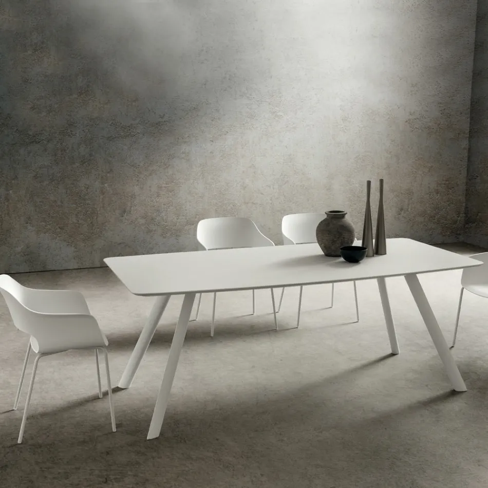 Kitchen Table with Barrel Top in Fenix Made in Italy, Luxury - Lingotto Viadurini