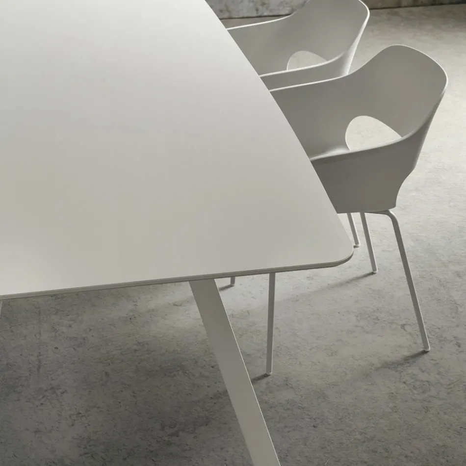 Kitchen Table with Barrel Top in Fenix Made in Italy, Luxury - Lingotto Viadurini