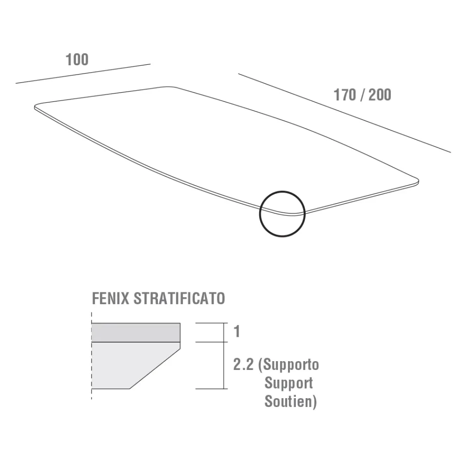 Kitchen Table with Barrel Top in Fenix Made in Italy, Luxury - Lingotto Viadurini