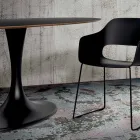 Kitchen Table in Fenix and Lacquered Synthetic Marble Made in Italy - Brontolo Viadurini