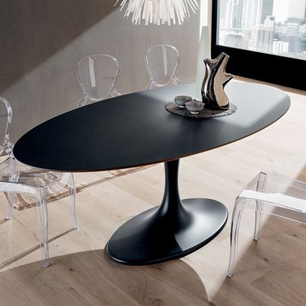 Kitchen Table in Fenix and Lacquered Synthetic Marble Made in Italy - Brontolo Viadurini