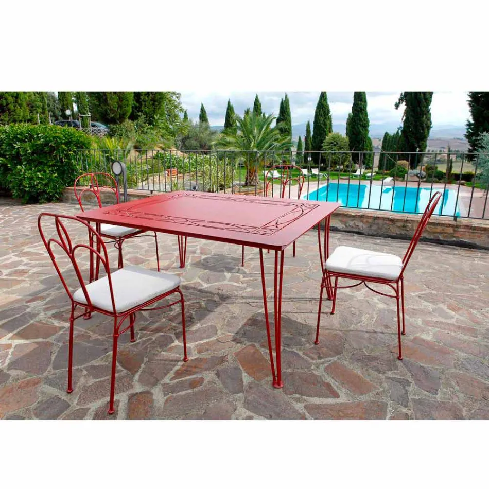 Artisan Outdoor Table in Painted Iron Made in Italy - Zagato Viadurini