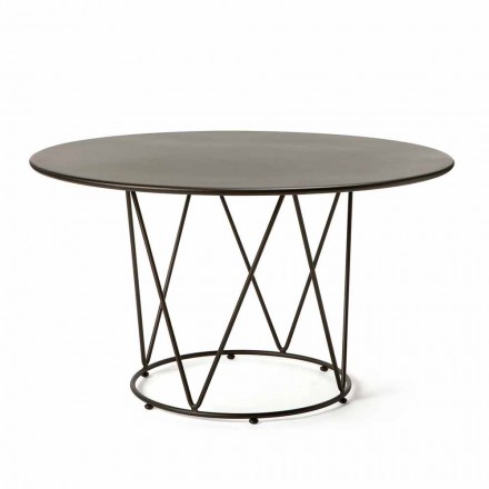 Round Modern Outdoor Table in Painted Metal Made in Italy - Ibra Viadurini