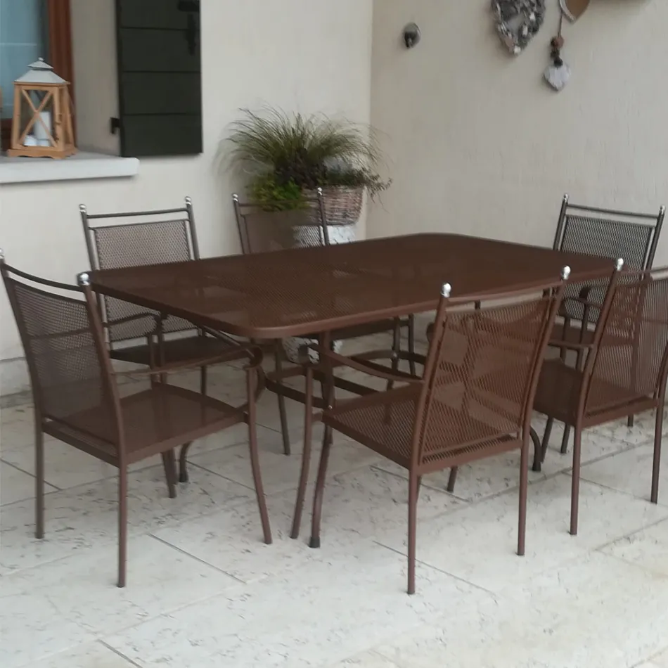 180cm Metal Mesh Garden Table Made in Italy - Lirion Viadurini