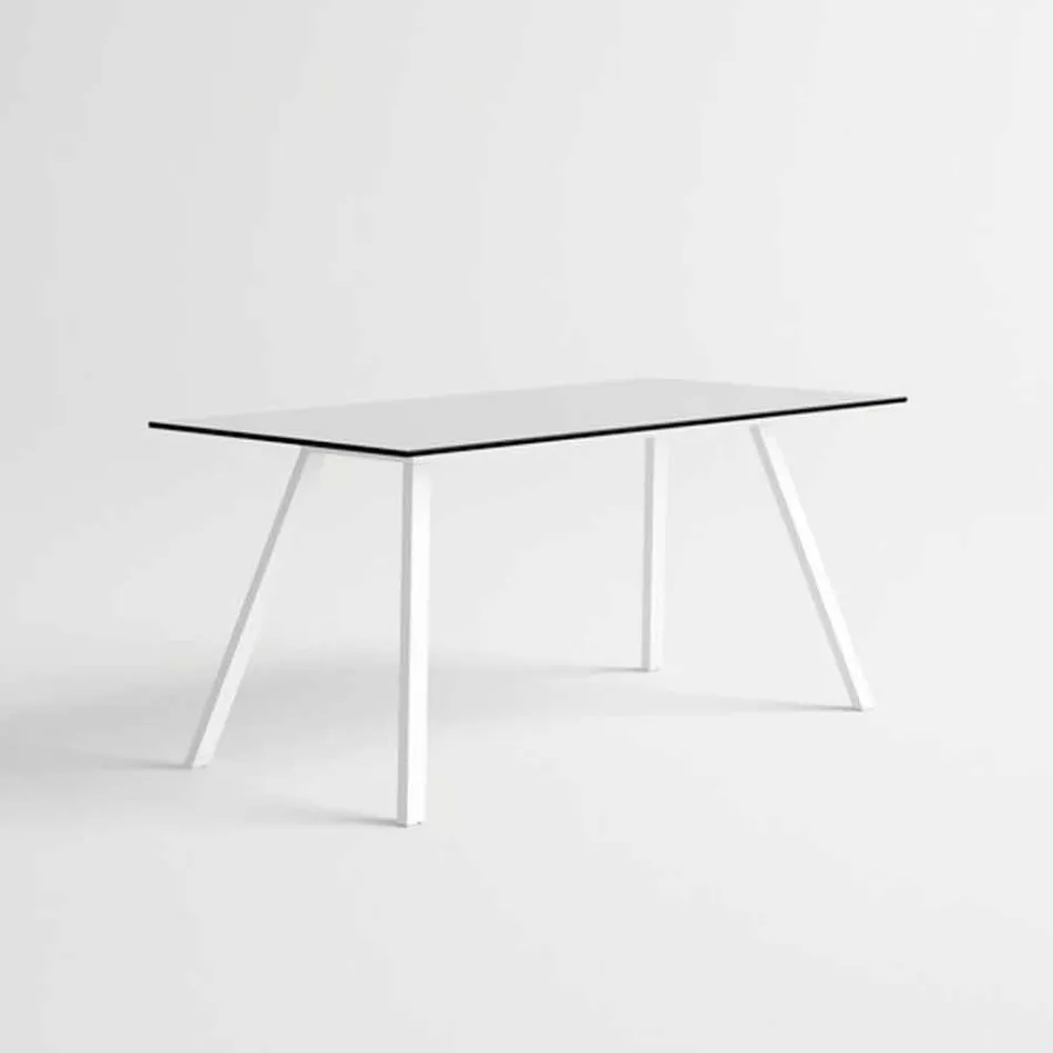 Garden Table in White Aluminum and Laminate Modern Design - Oceania2 Viadurini