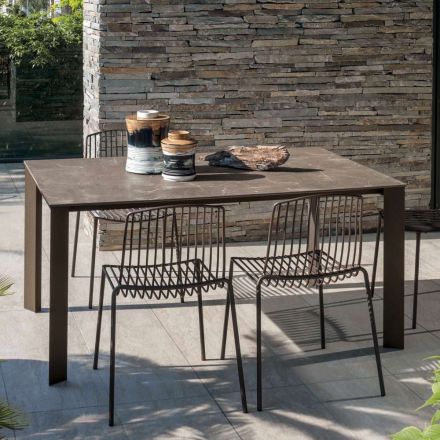 HPL Garden Table with Aluminum Structure Made in Italy - Carl Viadurini